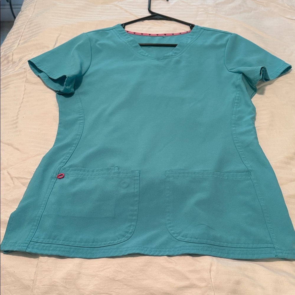 Aqua Heart and Soul Women's Scrub Top